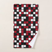 Rouge foncé, noir, blanc Carrés de mosaïque aléato (Serviette à main)