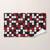 Rouge foncé, noir, blanc Carrés de mosaïque aléato (Serviette à main)