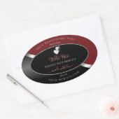 Rouge foncé Noir Wavy Coeurs d'argent Étiquettes d (Enveloppe)