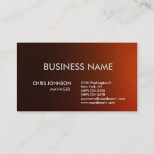 Rouge foncé Orange Plain Carte de visite moderne