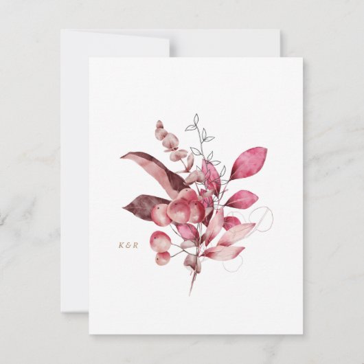 rouge froid hiver floral Mariage dîner Carte menu (Dos)