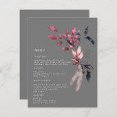 rouge froid hiver floral Mariage dîner Carte menu (Devant / Derrière)