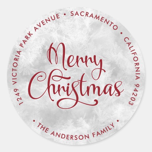 Rouge gelé Joyeux Noël Retour Adresse Étiquettes (Devant)