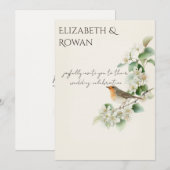 Rouge-gorge européen & Aubépine – Faire-part de ma (Devant / Derrière)