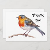 Rouge-gorge sur branche d'arbre Carte de remercie (Devant / Derrière)