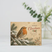 rouge-gorge sur un arbre carte de Noël (Debout devant)