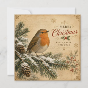 rouge-gorge sur une carte plate arbre