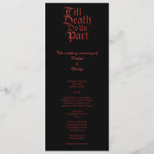 rouge gothique Script en métal sur le menu noir (Dos)