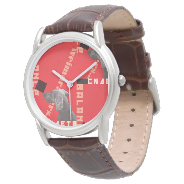 ROUGE GRAPHIQUE WEIM hommes montre cuir marron (Incliné)