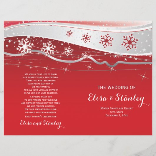 Rouge, gris argenté flocons de neige programme de  (Devant)