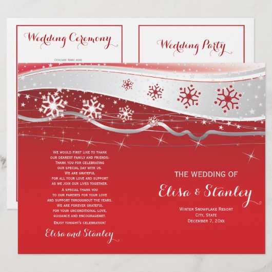 Rouge, gris argenté flocons de neige programme de (Devant / Derrière)