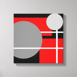 Rouge Gris Noir Blanc Moderne - Toile Encadrée