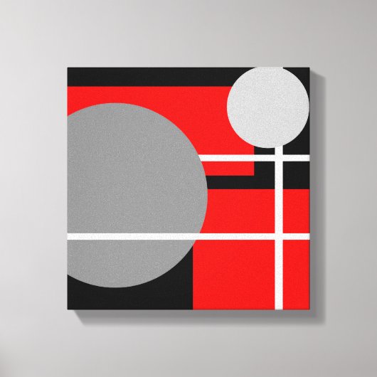 Rouge Gris Noir Blanc Moderne - Toile Encadrée (Recto)