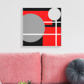 Rouge Gris Noir Blanc Moderne - Toile Encadrée (Insitu(Salon))
