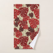 Rouge hawaïen de coordonnée de feuille de Monstera (Serviette à main)
