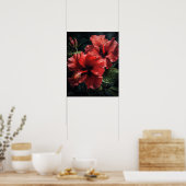 Rouge Hibiscus Fleurs Art Imprimer Poster (Cuisine)
