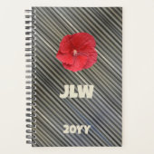 Rouge Hibiscus Gras Moderne Gris Fumé Gris (Devant)