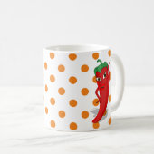 Rouge Hot Pepper Diva Orange Pois café Mug (Devant droit)