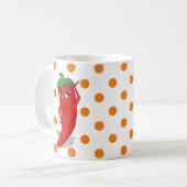 Rouge Hot Pepper Diva Orange Pois café Mug (Devant gauche)
