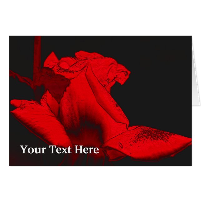 Rouge Hot Rosebud Floral Art Carte photo (Devant horizontal)