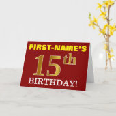 Rouge, Imitation Or "15e anniversaire" Carte d'ann (Fleur jaune)