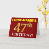 Rouge, Imitation Or "47th BIRTHDAY" Carte d'annive (Fleur jaune)