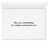Rouge, Imitation Or "4e anniversaire" Carte d'anni (Intérieur Horizontal (Bas))