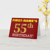 Rouge, Imitation Or "55e anniversaire" Carte d'ann (Fleur jaune)
