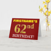 Rouge, Imitation Or "62e anniversaire" Carte d'ann (Fleur jaune)