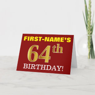 Rouge, Imitation Or "64e anniversaire" Carte d'ann