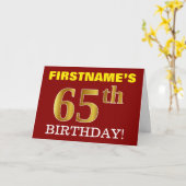 Rouge, Imitation Or "65e anniversaire" Carte d'ann (Fleur jaune)