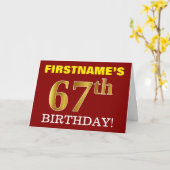 Rouge, Imitation Or "67e anniversaire" Carte d'ann (Fleur jaune)