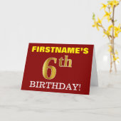 Rouge, Imitation Or "6e anniversaire" Carte d'anni (Fleur jaune)