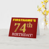 Rouge, Imitation Or "74e anniversaire" Carte d'ann (Fleur jaune)