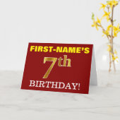 Rouge, Imitation Or "7e anniversaire" Carte d'anni (Fleur jaune)