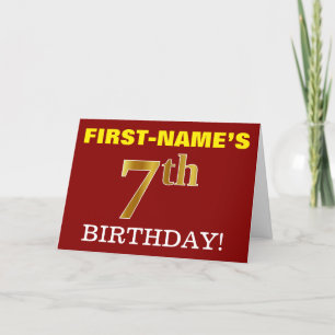 Rouge, Imitation Or "7e anniversaire" Carte d'anni