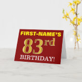 Rouge, Imitation Or "83e anniversaire" Carte d'ann (Fleur jaune)