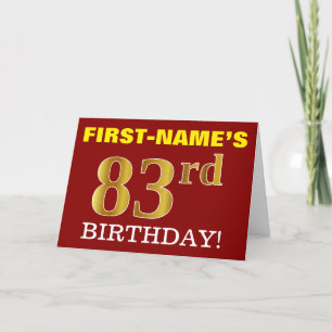 Rouge, Imitation Or "83e anniversaire" Carte d'ann