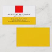 Rouge Jaune Blanc Plaine Carte de visite moderne (Devant / Derrière)