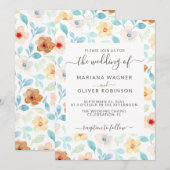 Rouge Jaune Simple Floral Élégant Invitation Scrip (Devant / Derrière)
