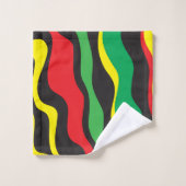 Rouge Jaune Vert Rasta Noir Vague (Gant de toilette)