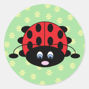 Rouge Ladybug avec Stickers Fleurs