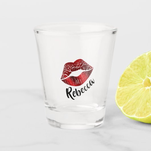 Rouge Lèvres Kiss personnalisé verre de tir (Devant)