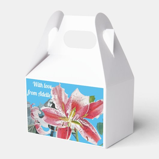 Rouge Lily Floral Tea Party Ballotins de gâteau (Verso)