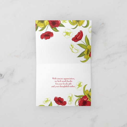 Rouge + Lime Vert fleurs de pavot mariage Merci (Intérieur)