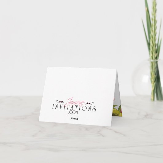 Rouge + Lime Vert fleurs de pavot mariage Merci (Dos)