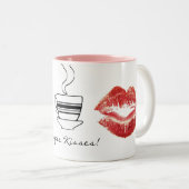 Rouge Lipstick Café Baisers Amusants Drinkware Mug (Devant droit)