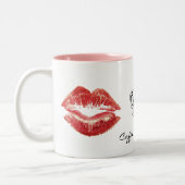 Rouge Lipstick Café Baisers Amusants Drinkware Mug (Gauche)