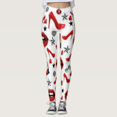 Rouge Lipstick Talons lèvres Leggings (Devant)