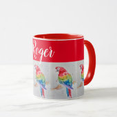 Rouge Macaw Oiseau Peinture Whimsical Art Mug (Devant droit)